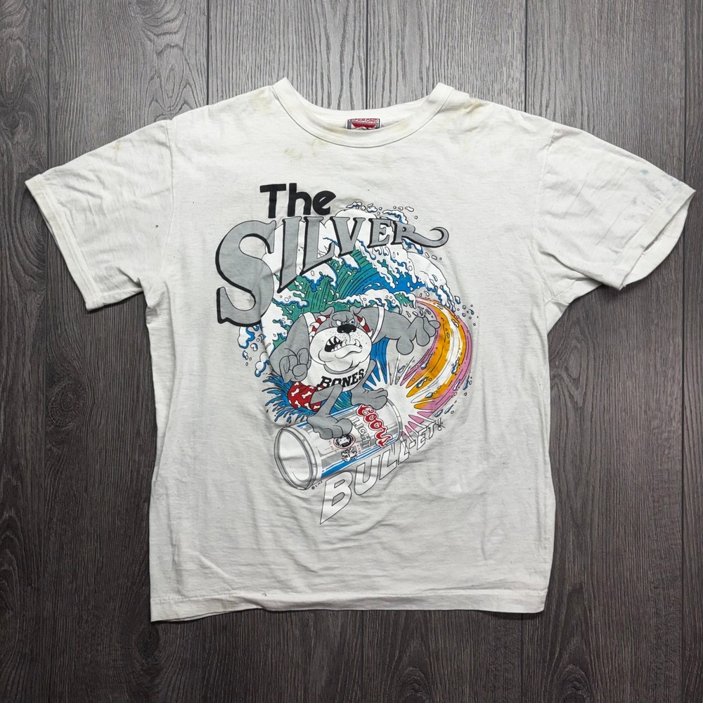 Vintage Richmond Coors Light The Silver Bullet Bulldog Surfing T-Shirt White L